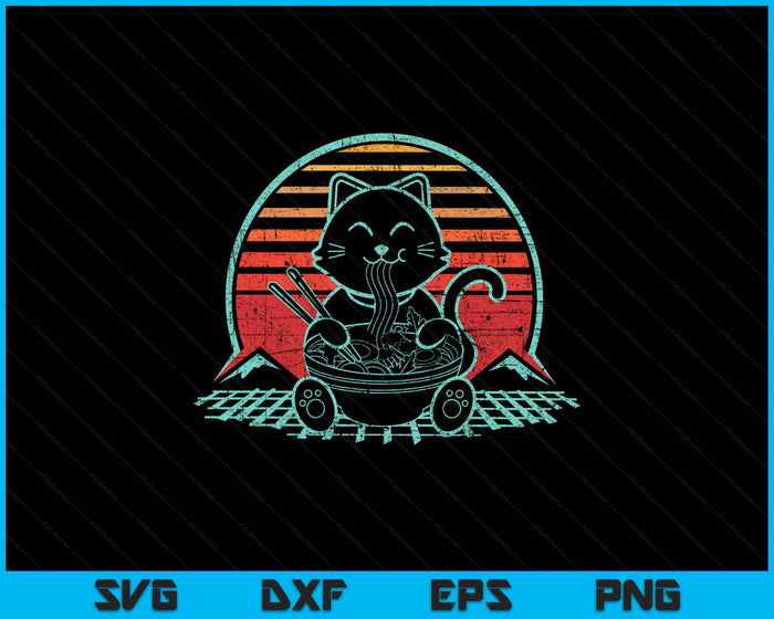 Anime Ramen Cat Retro Japanese Noodles Aesthetic Kawaii SVG PNG Digital Printable Files