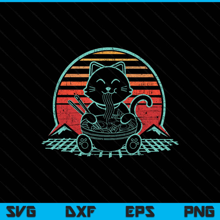 Anime Ramen Cat Retro Japanese Noodles Aesthetic Kawaii SVG PNG Digital Printable Files