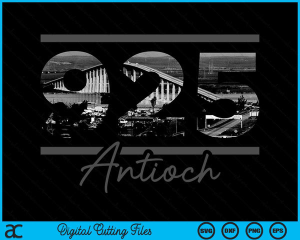 Antiochië 925 Netnummer Skyline Californië Vintage SVG PNG digitale snijbestanden