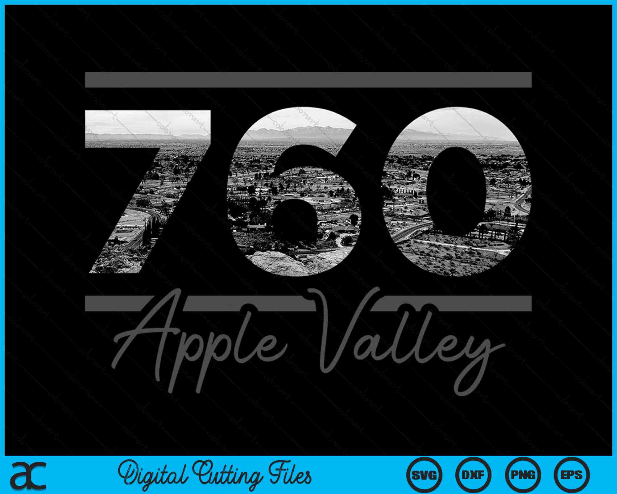 Apple Valley 760 Area Code Skyline California Vintage SVG PNG Files ...