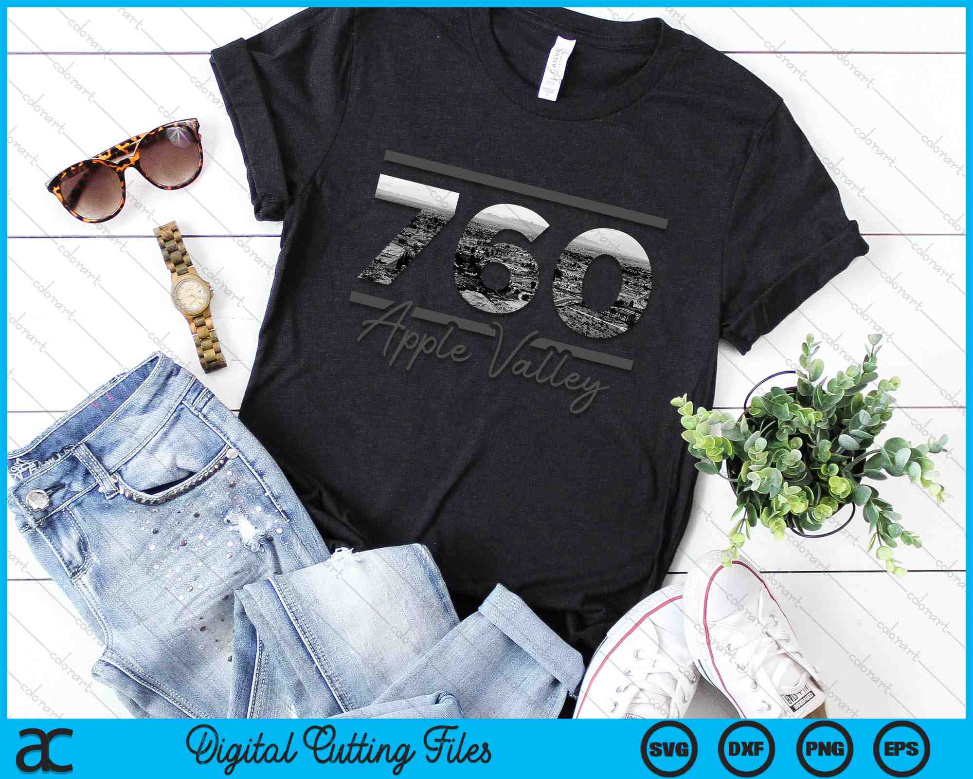 Apple Valley 760 Area Code Skyline California Vintage SVG PNG Files ...