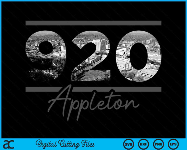 Appleton 920 Netnummer Skyline Wisconsin Vintage SVG PNG digitale snijbestanden