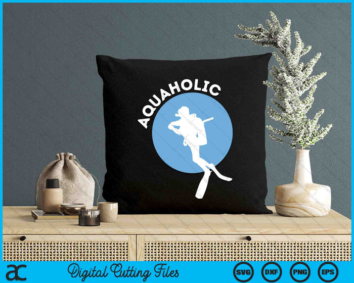 Aquaholic grappig duiken & duiker snorkelen SVG PNG digitale snijbestanden