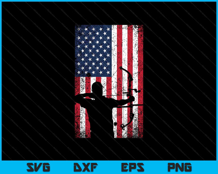 Archery American Flag Vintage Men Archer Bowhunting Hunter SVG PNG Digital Printable Files