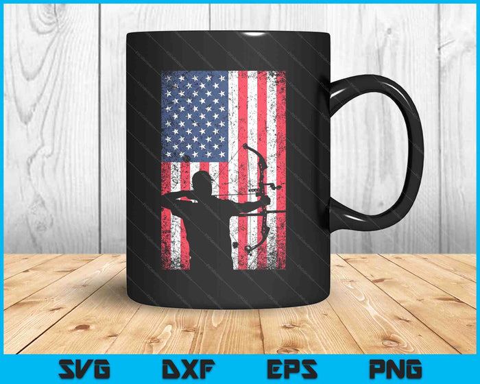 Archery American Flag Vintage Men Archer Bowhunting Hunter SVG PNG Digital Printable Files