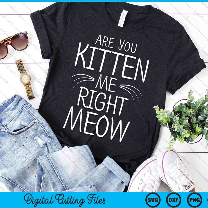 Bent u Kitten Me Right Miauw kat grap snorharen SVG PNG digitale snijbestanden