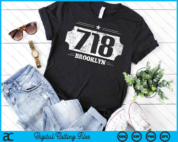 Area Code 718 Brooklyn SVG PNG Digital Cutting Files - on a t-shirt
