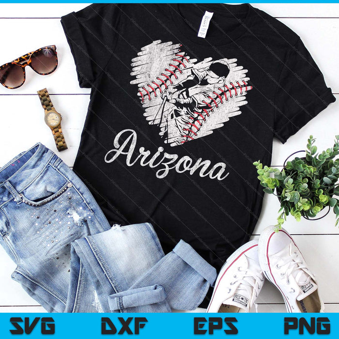 Arizona Baseball Heart Distressed Vintage Baseball Fans SVG PNG Digital Printable Files