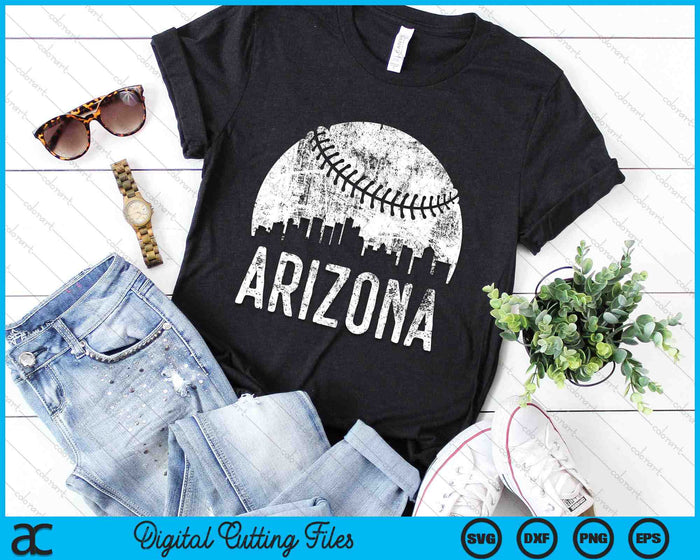 Arizona Skyline Vintage Arizona Baseball SVG PNG Digital Cutting Files