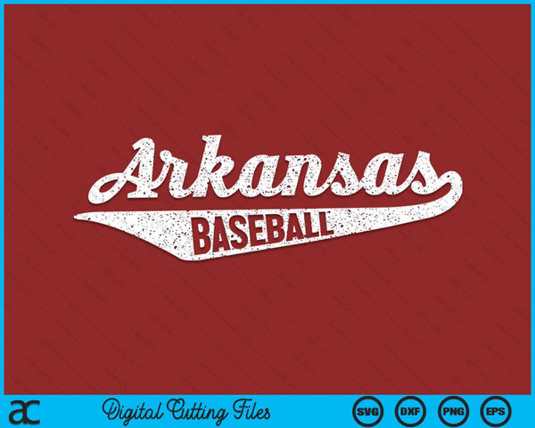 Arkansas Baseball Script Vintage Distressed SVG PNG Digital Cutting Files