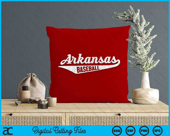 Arkansas Baseball Script Vintage Distressed SVG PNG Digital Cutting Files