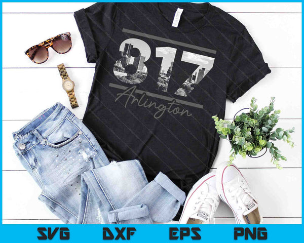 Arlington 817 Area Code Skyline Texas Vintage SVG PNG Cutting Printable Files - on a t-shirt