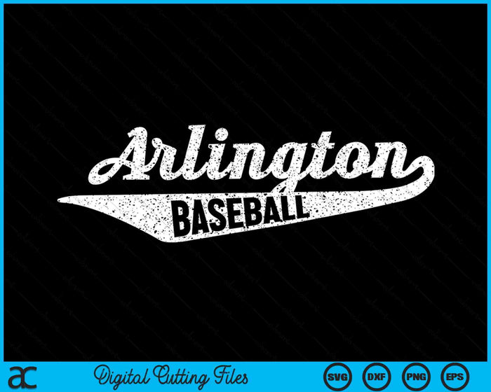 Arlington honkbal script Vintage noodlijdende SVG PNG digitale snijbestanden