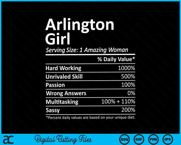 Arlington Girl TX Texas Funny City Home Roots SVG PNG Snijden afdrukbare bestanden