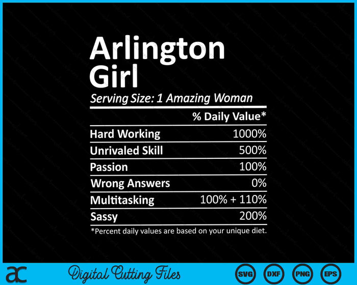 Arlington Girl TX Texas Funny City Home Roots SVG PNG Cutting Printable Files