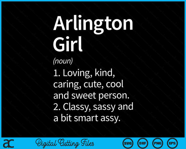 Arlington Girl TX Texas Home Roots SVG PNG digitaal snijden-bestand