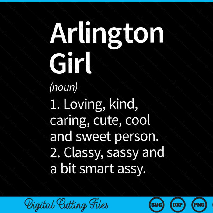 Arlington Girl TX Texas Home Roots SVG PNG digitaal snijden-bestand