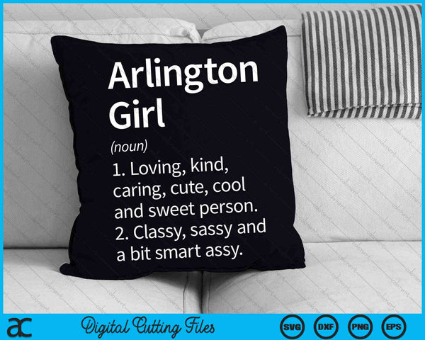 Arlington Girl TX Texas Home Roots SVG PNG Archivo de corte digital