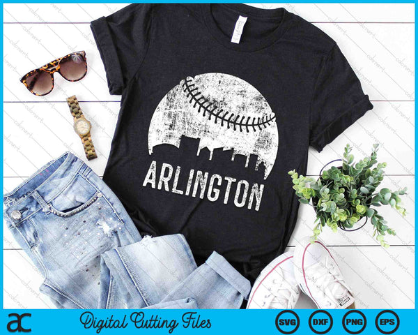 Arlington Skyline Vintage Arlington Baseball SVG PNG Digital Cutting Files
