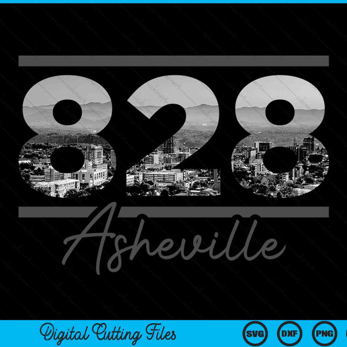 Asheville 828 area code skyline North Carolina vintage SVG cut file