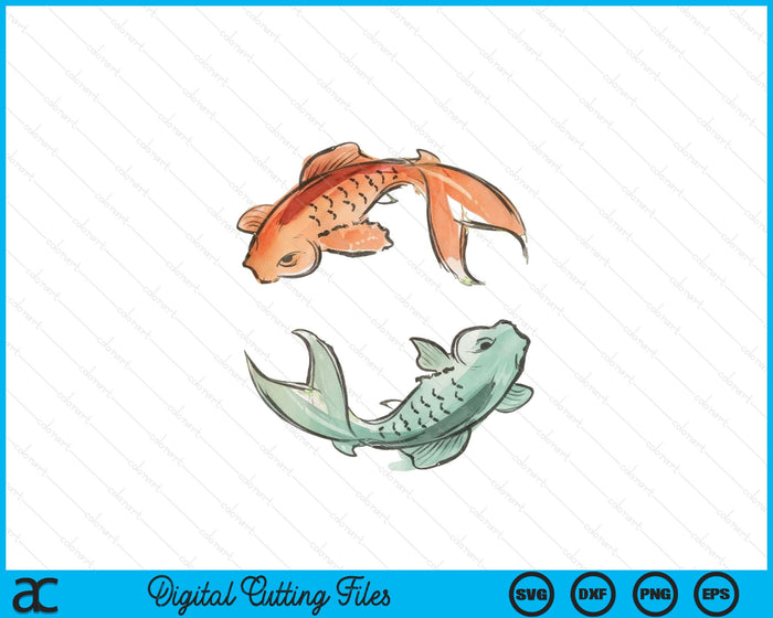 Asian Style Yin Yang Koi Fish Design SVG PNG Digital Printable Files