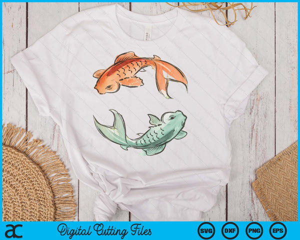 Asian Style Yin Yang Koi Fish Design SVG PNG Digital Printable Files