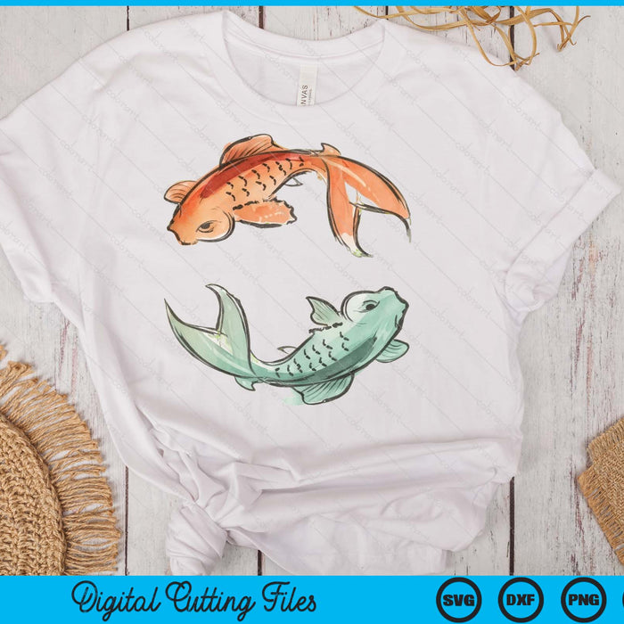 Asian Style Yin Yang Koi Fish Design SVG PNG Digital Printable Files