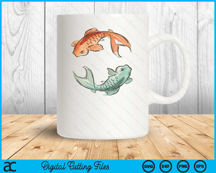 Asian Style Yin Yang Koi Fish Design SVG PNG Digital Printable Files