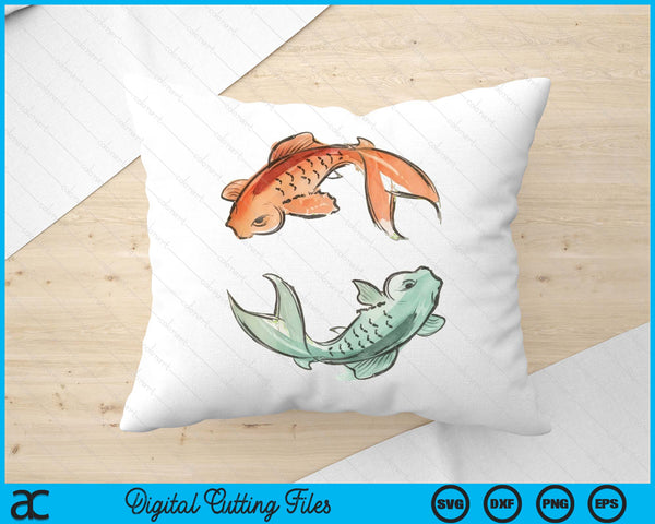 Asian Style Yin Yang Koi Fish Design SVG PNG Digital Printable Files