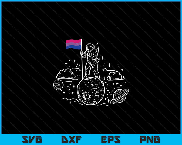 Astronaut maan biseksuele vlag ruimte LGBTQ Gay Pride Ally Bi SVG PNG digitale snijbestanden