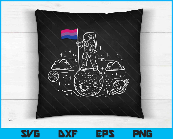 Astronaut maan biseksuele vlag ruimte LGBTQ Gay Pride Ally Bi SVG PNG digitale snijbestanden