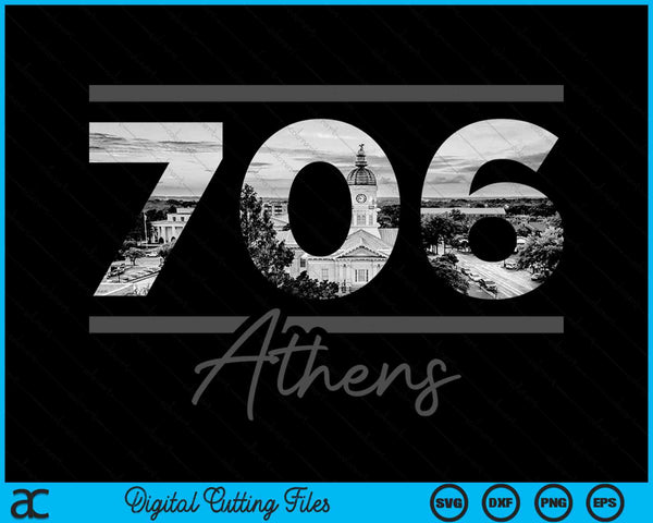 Athene 706 Netnummer Skyline Georgië Vintage SVG PNG digitale snijbestanden 