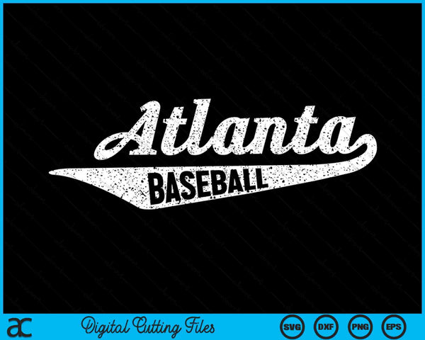 Atlanta honkbal script vintage noodlijdende SVG PNG digitale snijden-bestanden