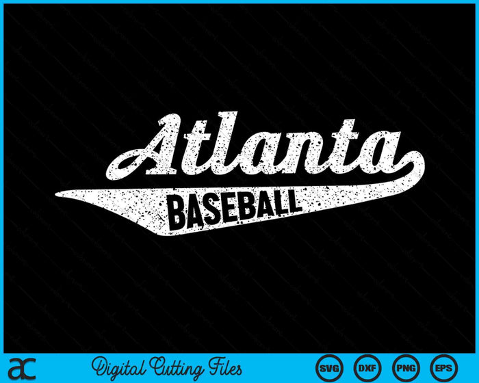 Atlanta honkbal script vintage noodlijdende SVG PNG digitale snijden-bestanden