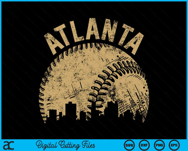 Atlanta Baseball Skyline Player Coach Fan SVG PNG Digital Printable Files