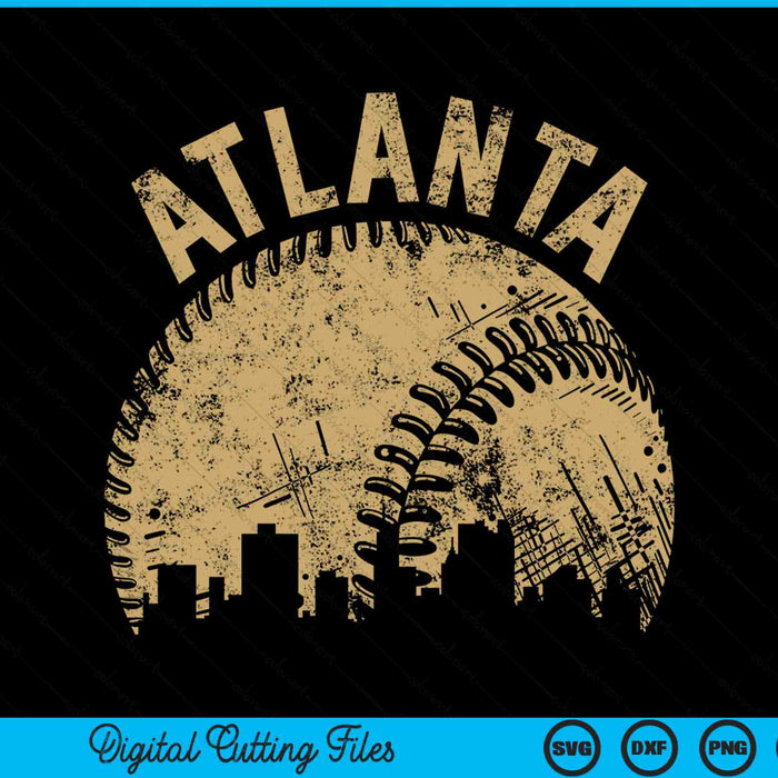 Atlanta Baseball Skyline Player Coach Fan SVG PNG Digital Printable Files