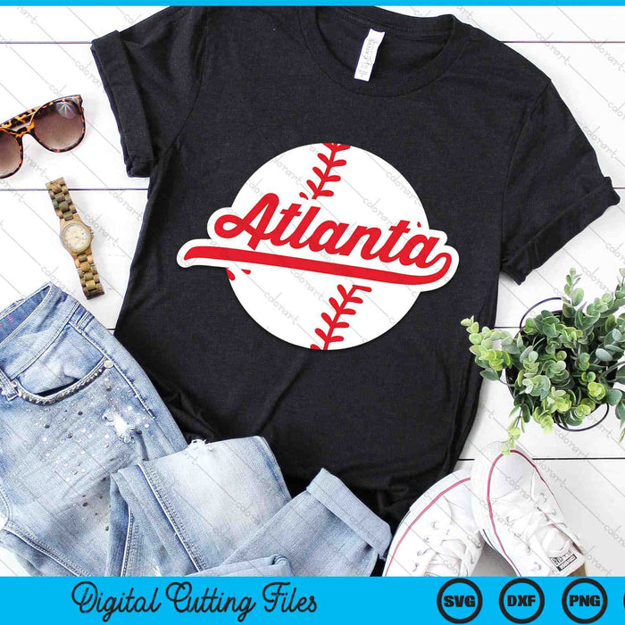 Atlanta Baseball Vintage Atlanta Pride Love City Red SVG PNG digitale snijbestanden