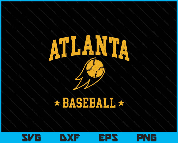 Atlanta Baseball Vintage Gameday Retro Baseball Lover SVG PNG Digital Printable Files