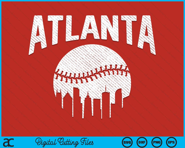 Atlanta City California Baseball Skyline Vintage Souvenir SVG PNG Digital Printable Files