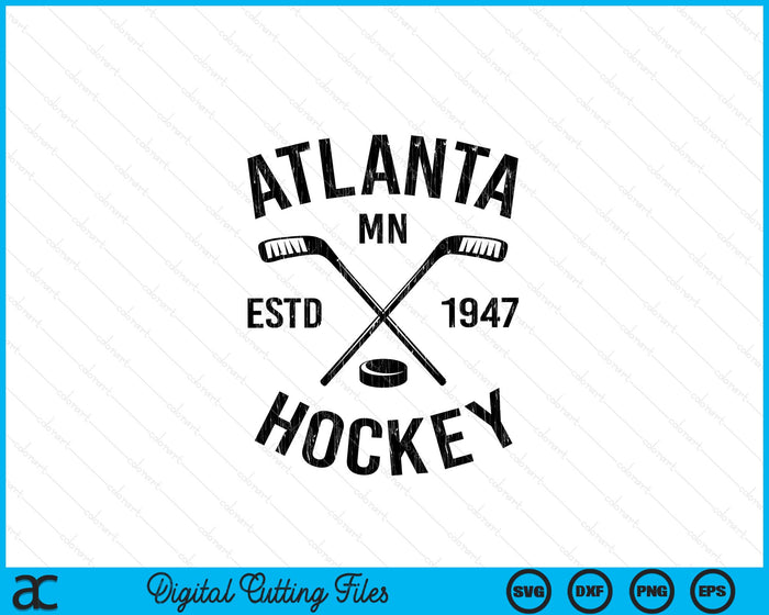 Atlanta Minnesota Ice Hockey Sticks Vintage Gift SVG PNG Digital Cutting Files