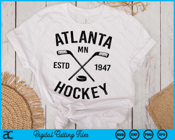 Atlanta Minnesota Ice Hockey Sticks Vintage Gift SVG PNG Digital Cutting Files
