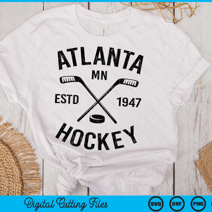Atlanta Minnesota Ice Hockey Sticks Vintage Gift SVG PNG Digital Cutting Files