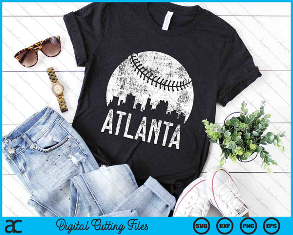 Atlanta Skyline Vintage Atlanta Baseball SVG PNG Digital Cutting Files