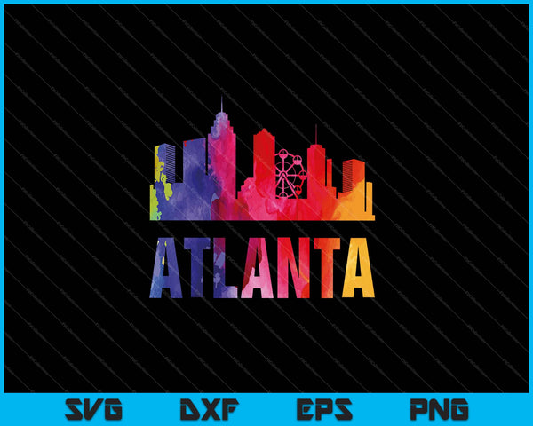 Atlanta Watercolor Skyline Home State Souvenir SVG PNG Cutting Printable Files