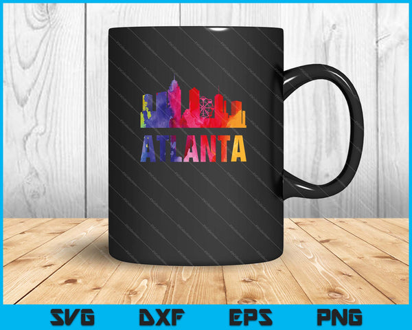 Atlanta Watercolor Skyline Home State Souvenir SVG PNG Cutting Printable Files