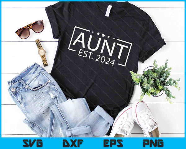 Aunt Est. 2024 Promoted To Aunt 2024 SVG PNG Digital Printable Files