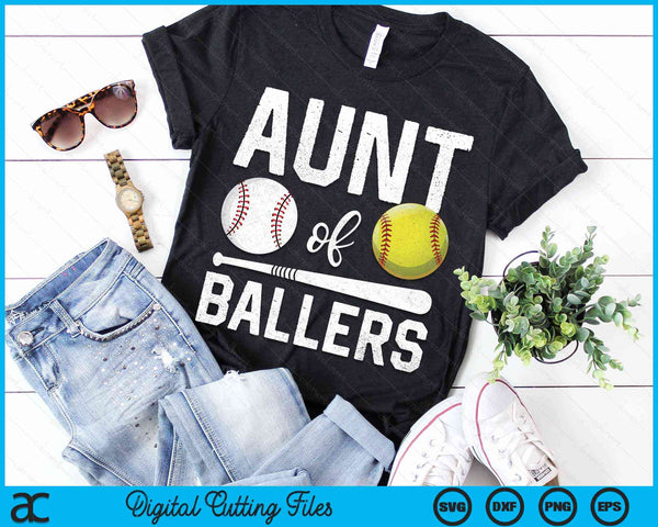 Aunt Of Ballers Funny Baseball Softball SVG PNG Digital Cutting Files