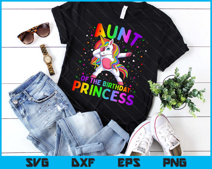 Aunt Of The Birthday Princess Girl Dabbing Unicorn SVG PNG Digital Printable Files