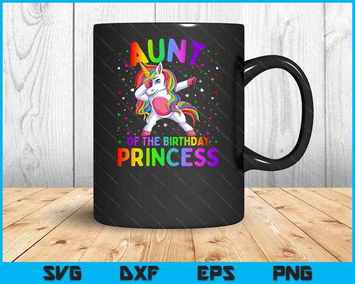 Tante van de verjaardag prinses meisje deppen Unicorn SVG PNG digitale afdrukbare bestanden