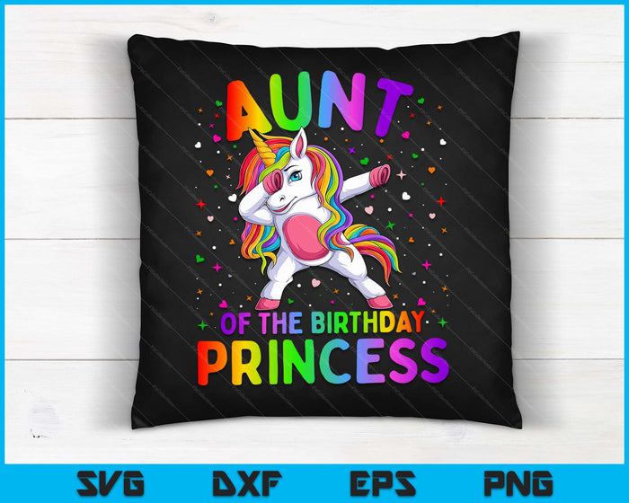 Tante van de verjaardag prinses meisje deppen Unicorn SVG PNG digitale afdrukbare bestanden